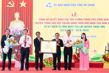 Công bố Quyết định của Thủ tướng Chính phủ công nhận huyện Thoại Sơn đạt chuẩn nông thôn mới nâng cao năm 2023